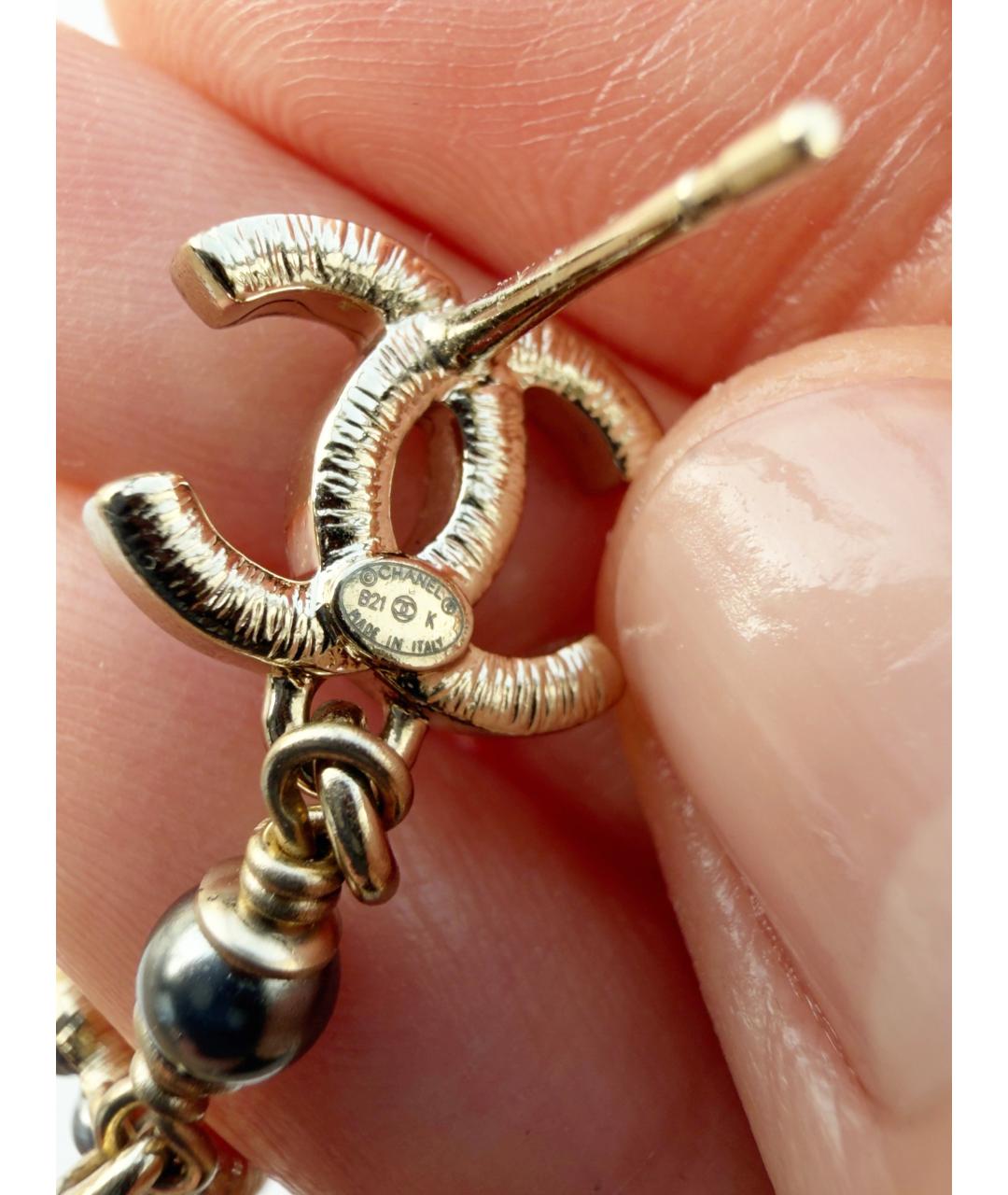 CHANEL Золотые металлические серьги, фото 5