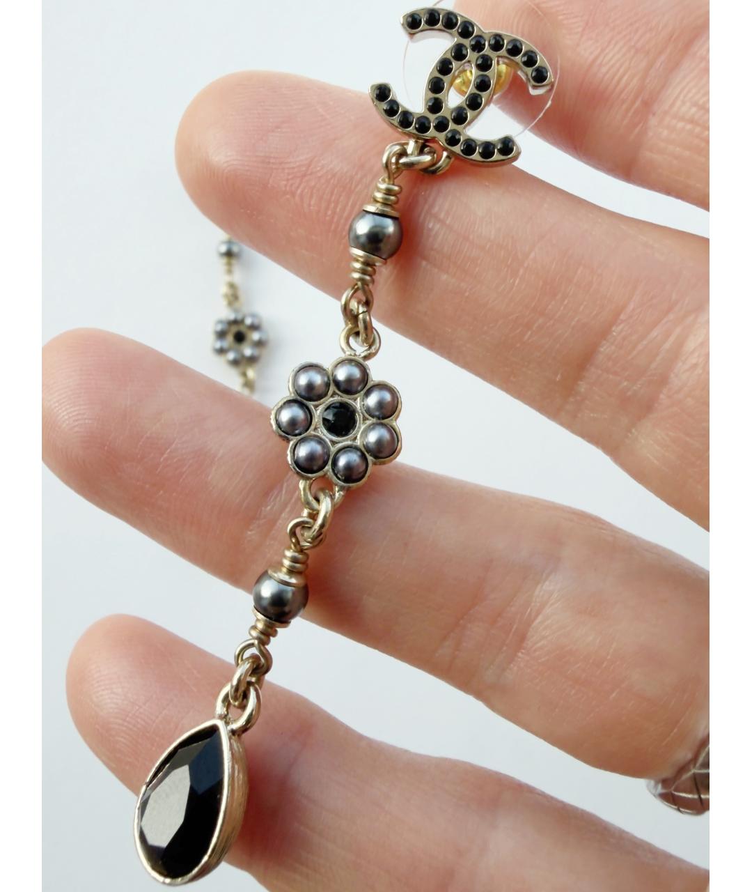 CHANEL Золотые металлические серьги, фото 6