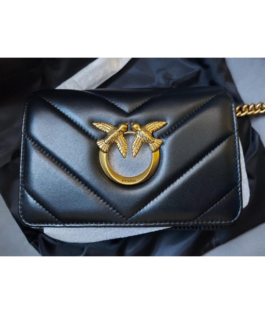 PINKO Черная кожаная сумка через плечо, фото 5