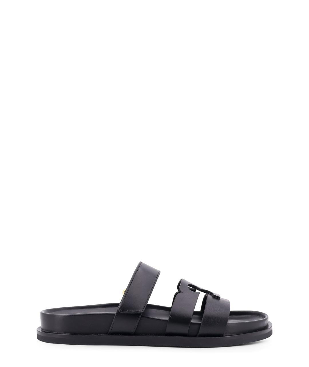 TORY BURCH Черные кожаные сандалии, фото 1