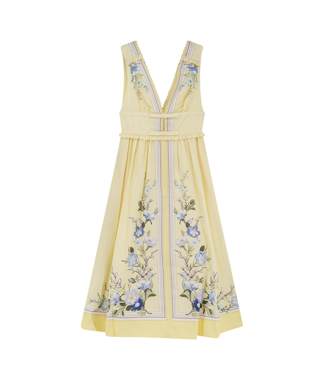 SELF-PORTRAIT Желтое хлопковое повседневное платье, фото 1