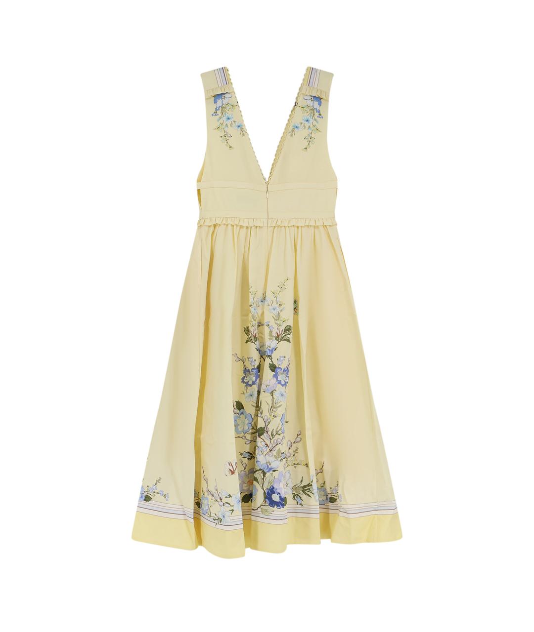 SELF-PORTRAIT Желтое хлопковое повседневное платье, фото 2