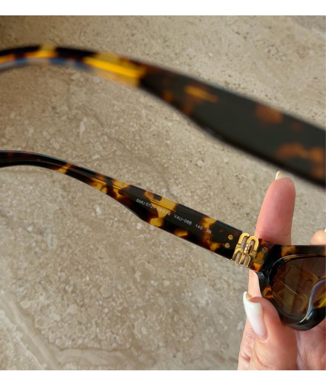 MIU MIU Коричневые пластиковые солнцезащитные очки, фото 7