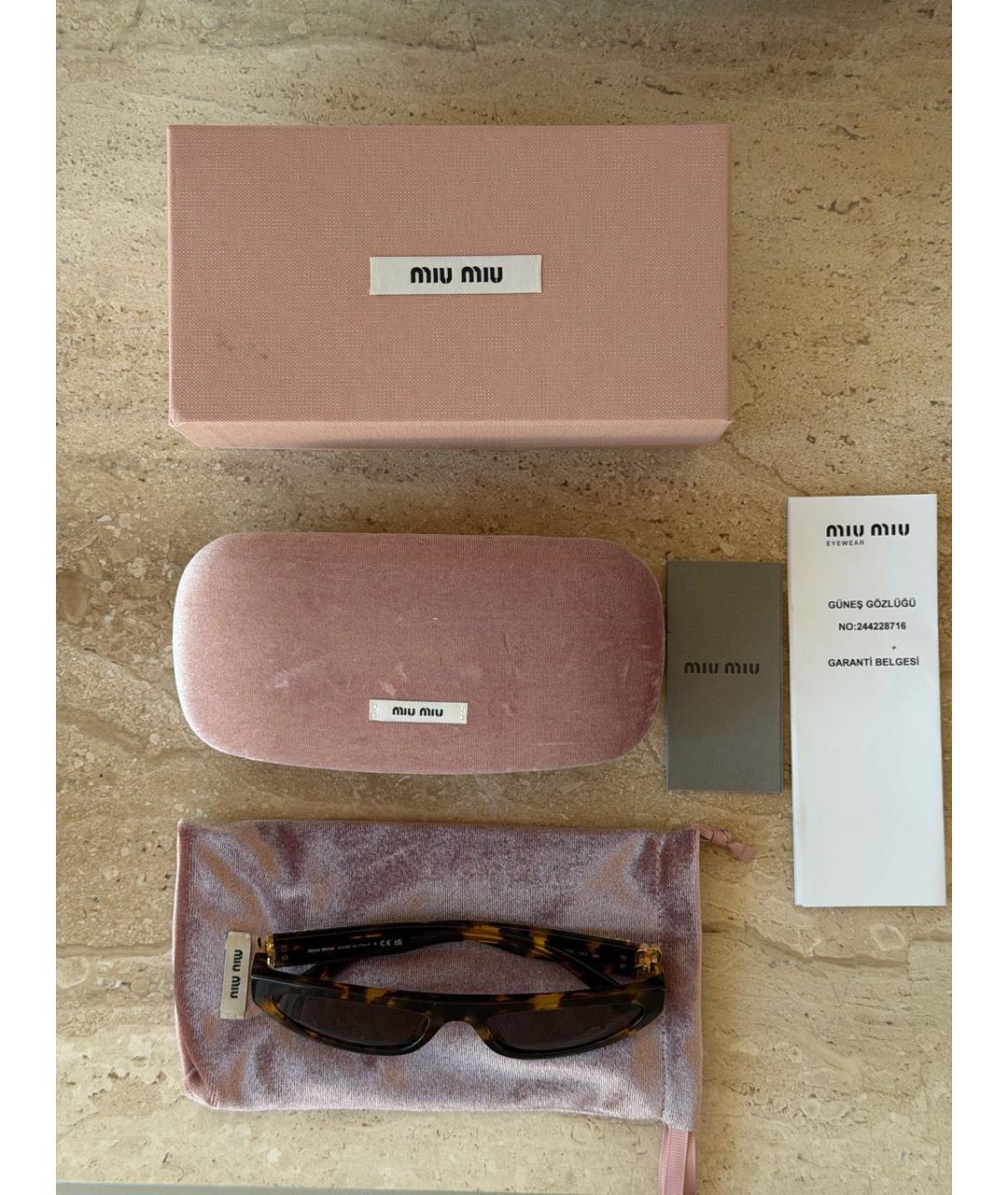 MIU MIU Коричневые пластиковые солнцезащитные очки, фото 9