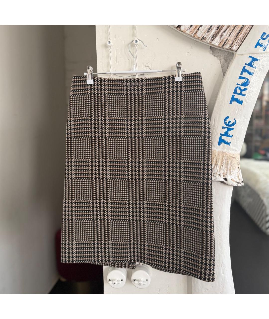 BALENCIAGA Коричневая шерстяная юбка миди, фото 5