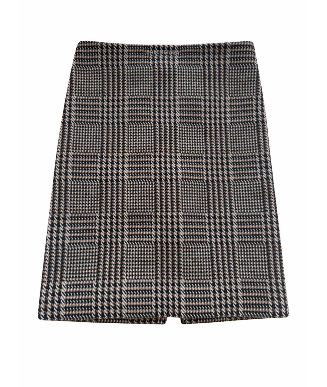 BALENCIAGA Коричневая шерстяная юбка миди, фото 1