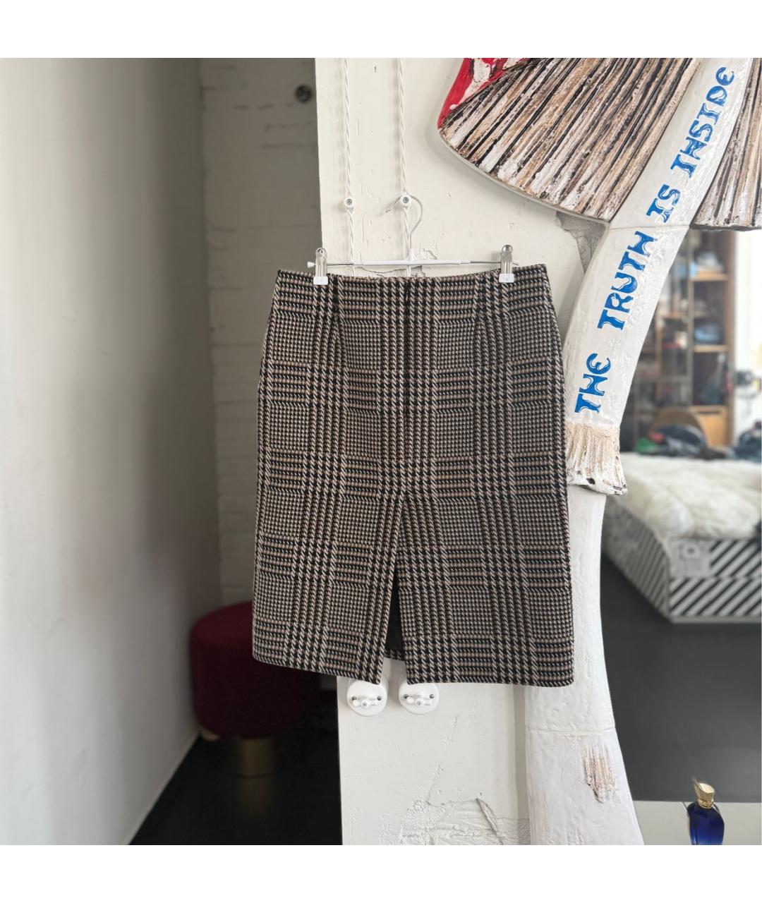 BALENCIAGA Коричневая шерстяная юбка миди, фото 2