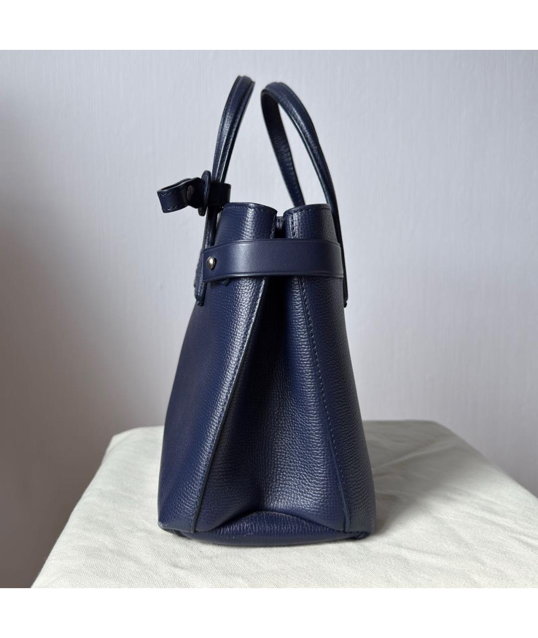 BURBERRY Темно-синяя кожаная сумка тоут, фото 4