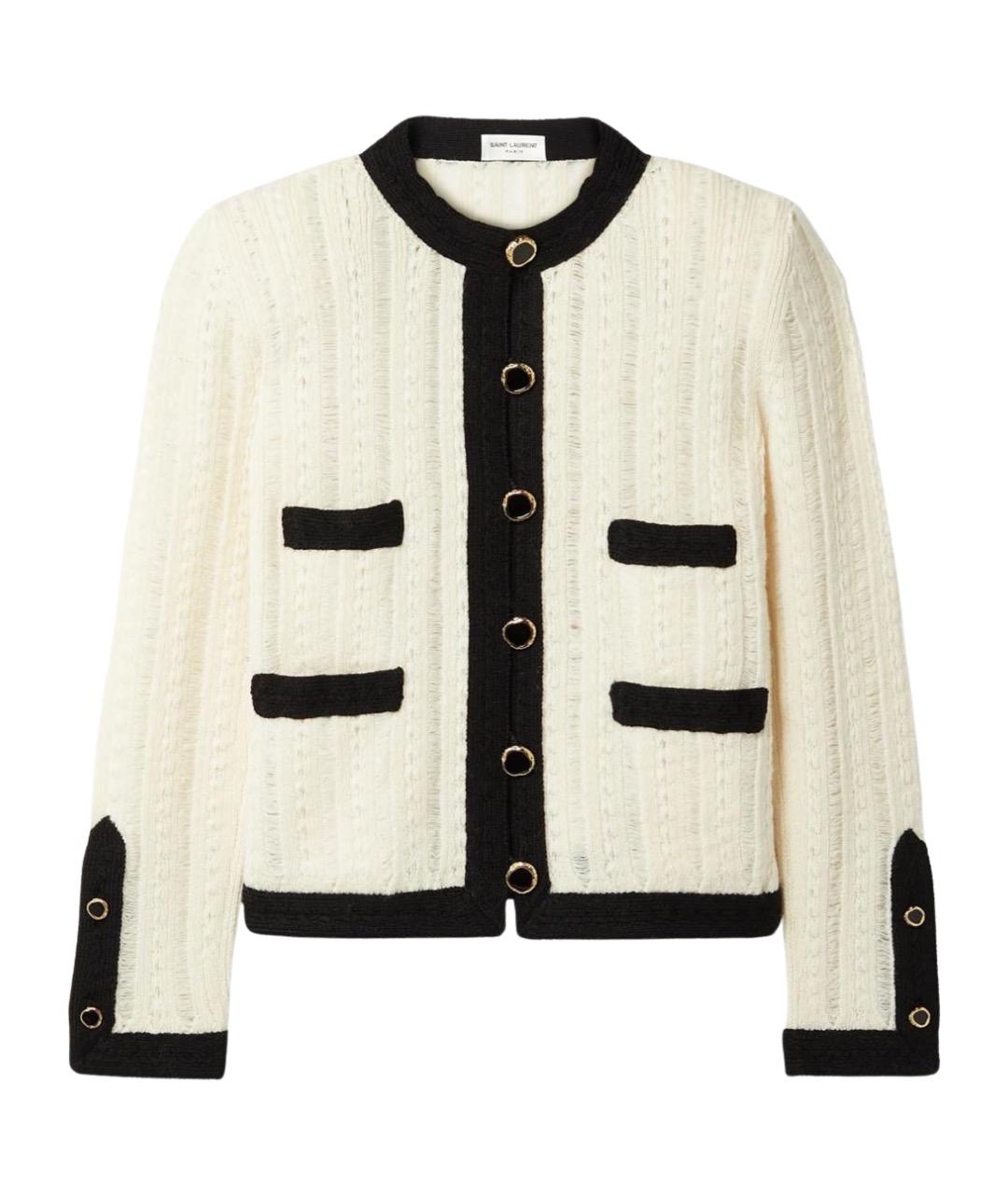 SAINT LAURENT Бежевый шерстяной жакет/пиджак, фото 1