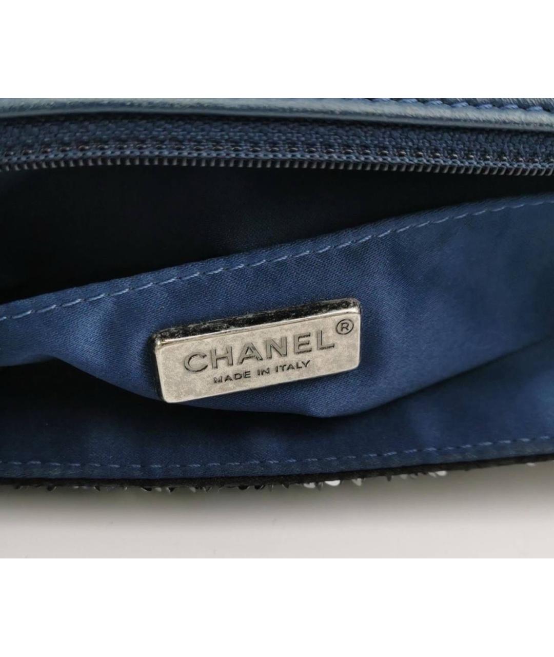 CHANEL Темно-синяя кожаная сумка через плечо, фото 4