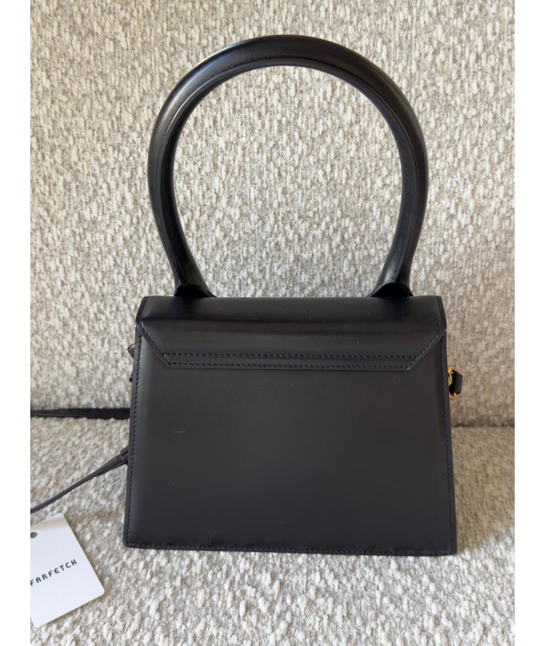 JACQUEMUS Черная кожаная сумка с короткими ручками, фото 6