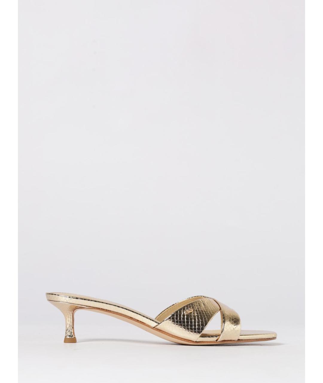 MICHAEL KORS Золотые кожаные мюли, фото 4