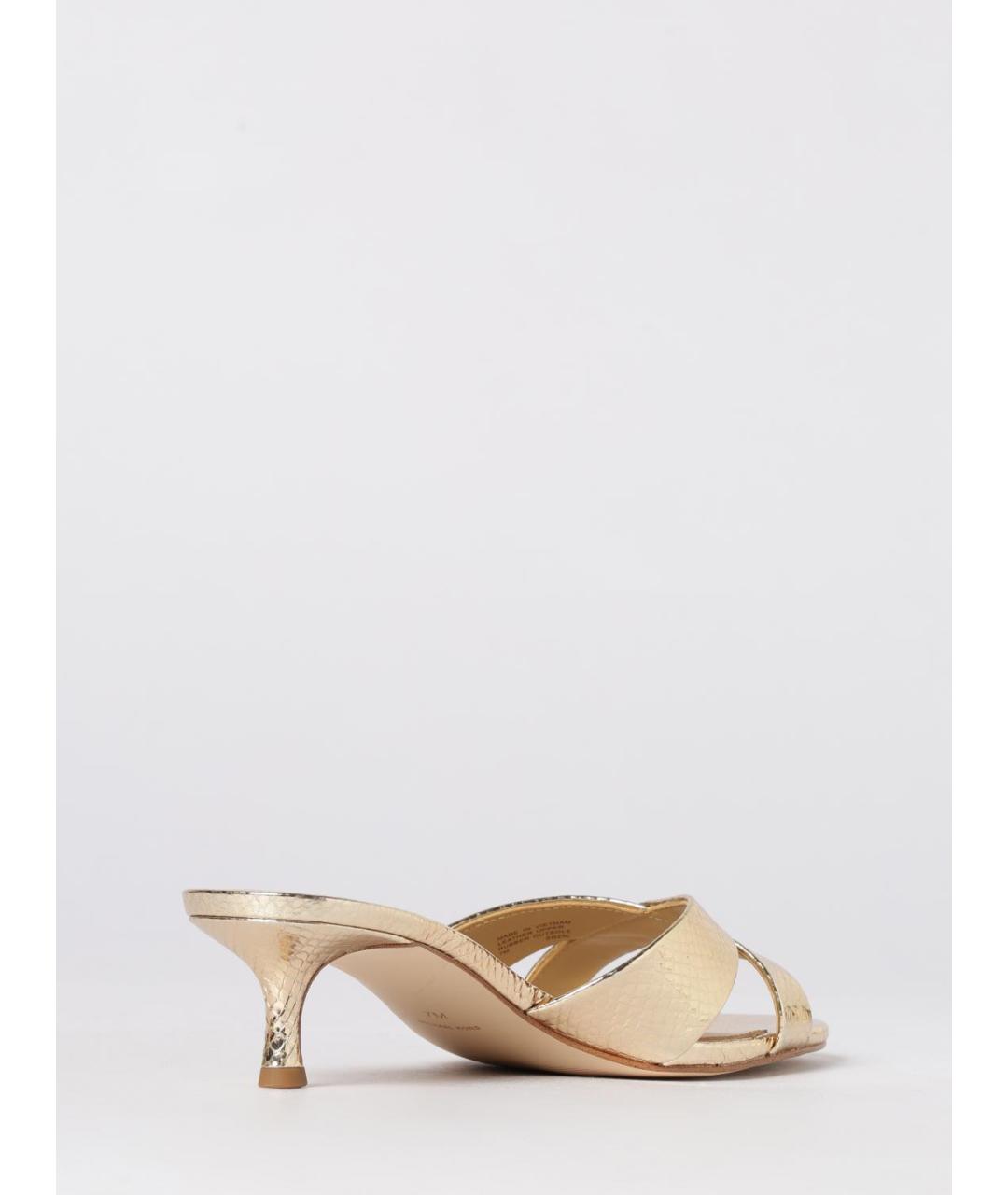 MICHAEL KORS Золотые кожаные мюли, фото 3