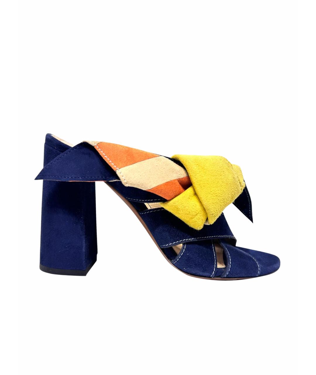 CHLOE Темно-синие замшевые босоножки, фото 1