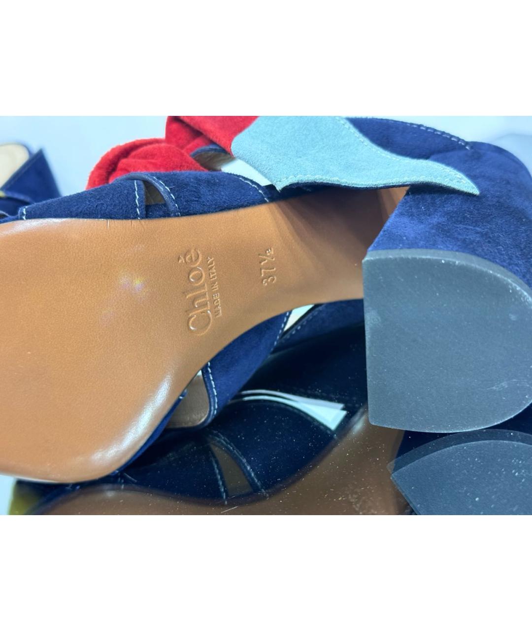 CHLOE Темно-синие замшевые босоножки, фото 6