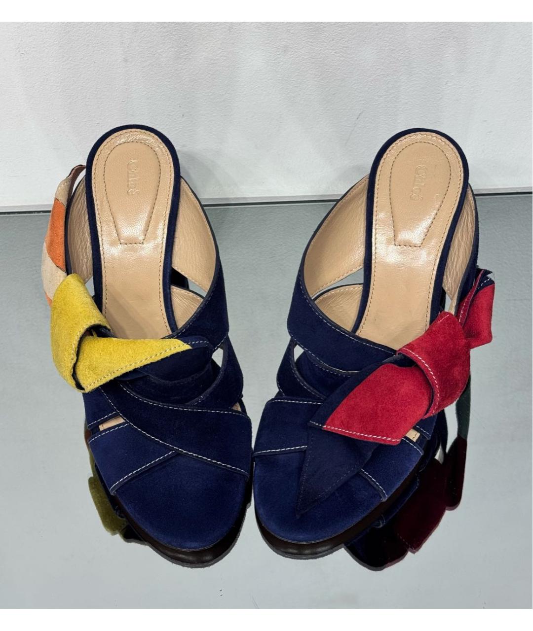 CHLOE Темно-синие замшевые босоножки, фото 2