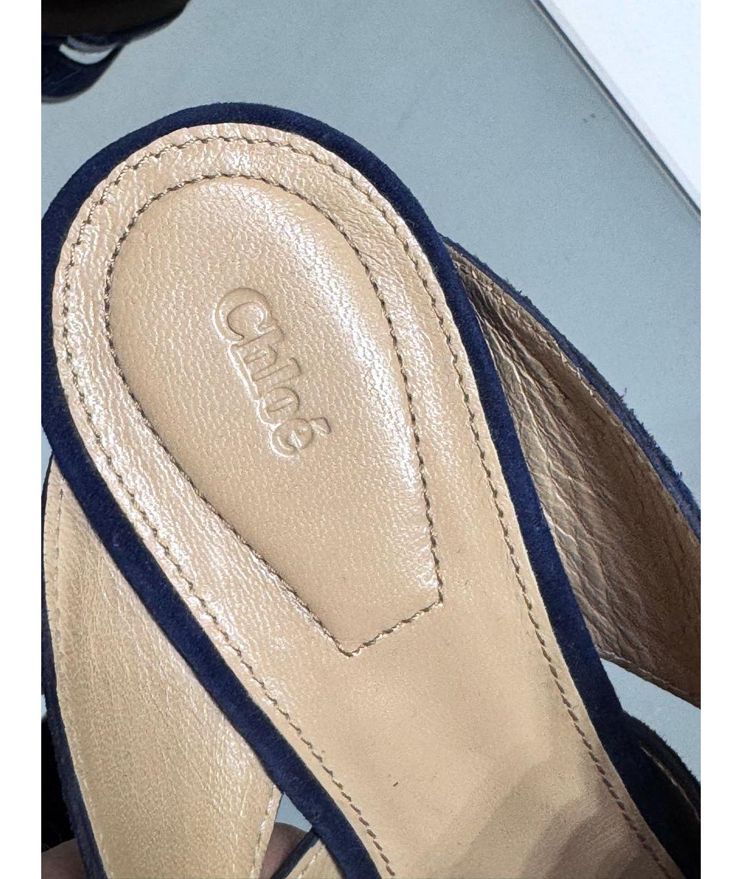 CHLOE Темно-синие замшевые босоножки, фото 5