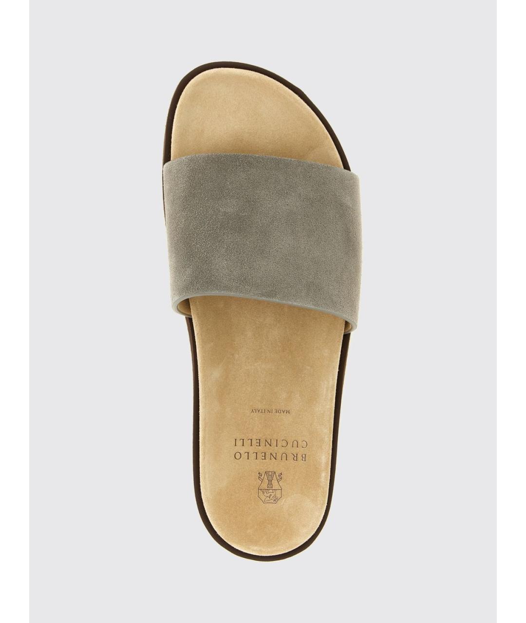BRUNELLO CUCINELLI Серые замшевые сандалии, фото 4