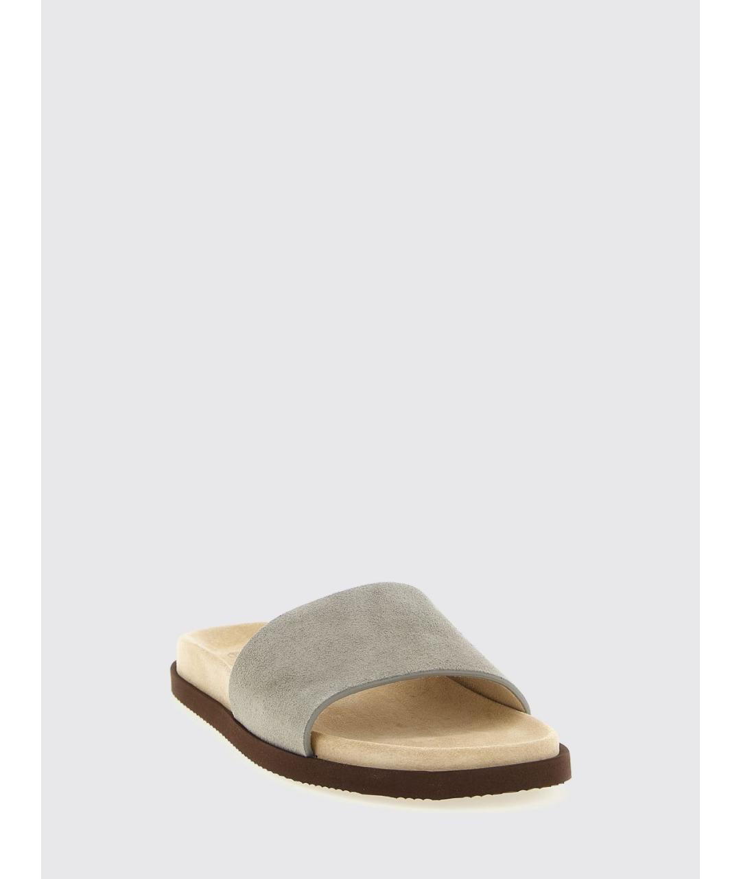 BRUNELLO CUCINELLI Серые замшевые сандалии, фото 2