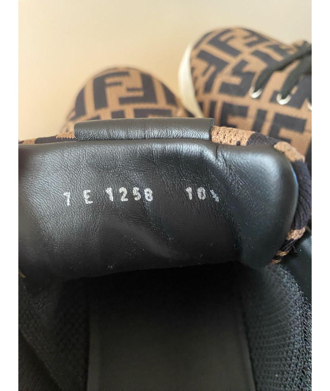 FENDI Коричневые текстильные низкие кроссовки / кеды, фото 4