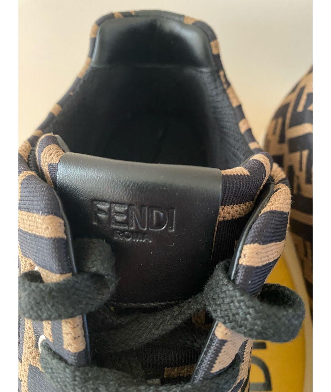 FENDI Коричневые текстильные низкие кроссовки / кеды, фото 8