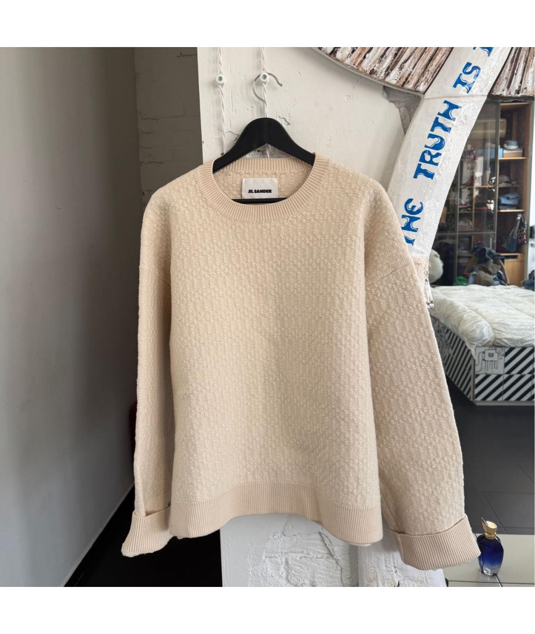 JIL SANDER Бежевый шерстяной джемпер / свитер, фото 7