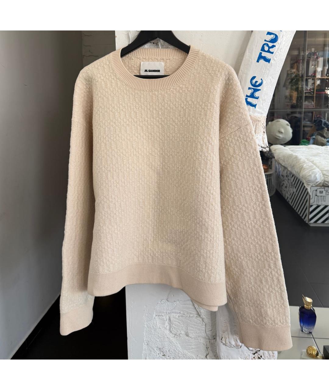 JIL SANDER Бежевый шерстяной джемпер / свитер, фото 2