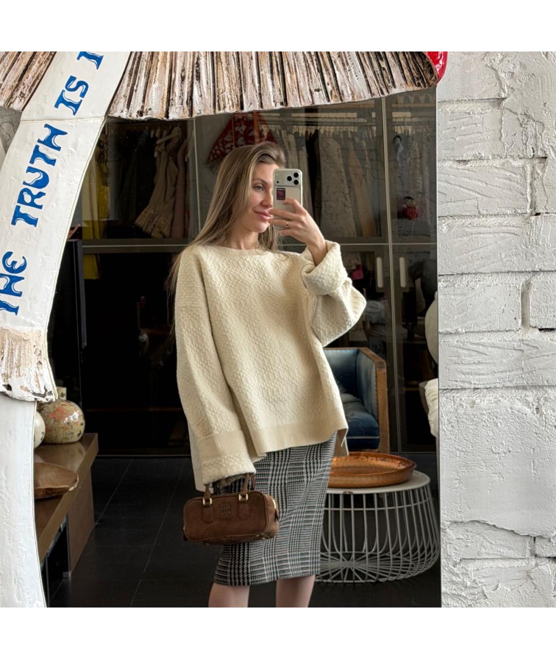 JIL SANDER Бежевый шерстяной джемпер / свитер, фото 6