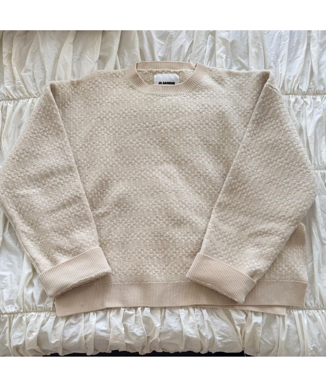 JIL SANDER Бежевый шерстяной джемпер / свитер, фото 4