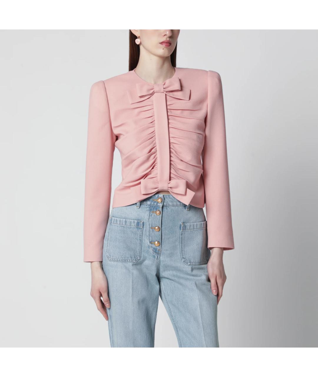 VALENTINO Розовый шерстяной жакет/пиджак, фото 3