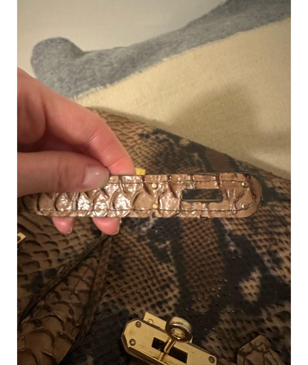 HERMES Коричневая сумка с короткими ручками из экзотической кожи, фото 4