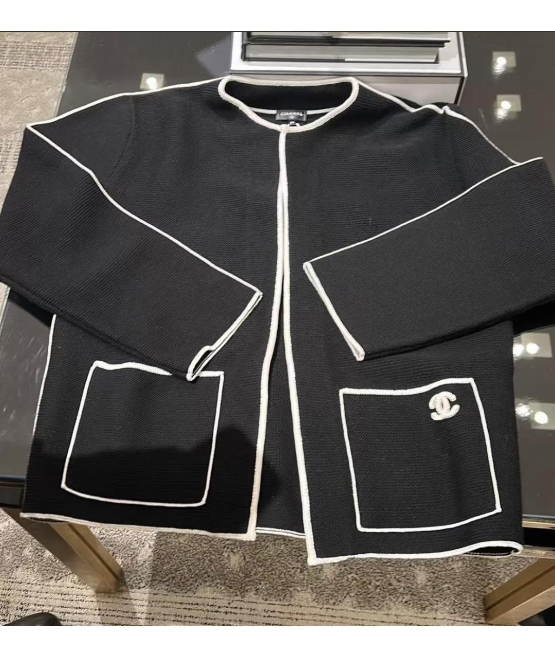 CHANEL Черный шерстяной кардиган, фото 3