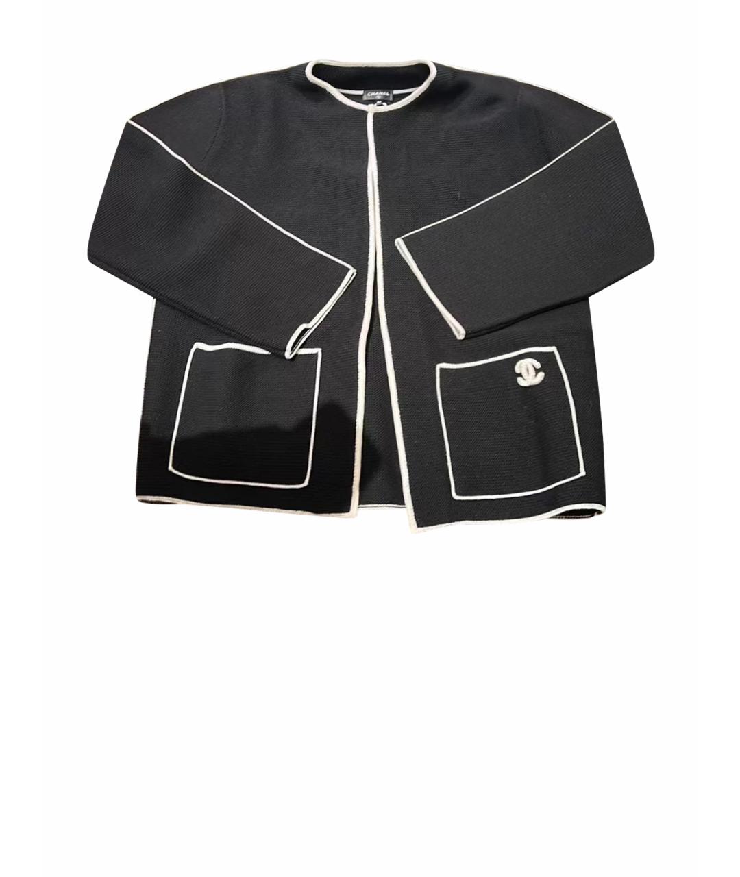 CHANEL Черный шерстяной кардиган, фото 1