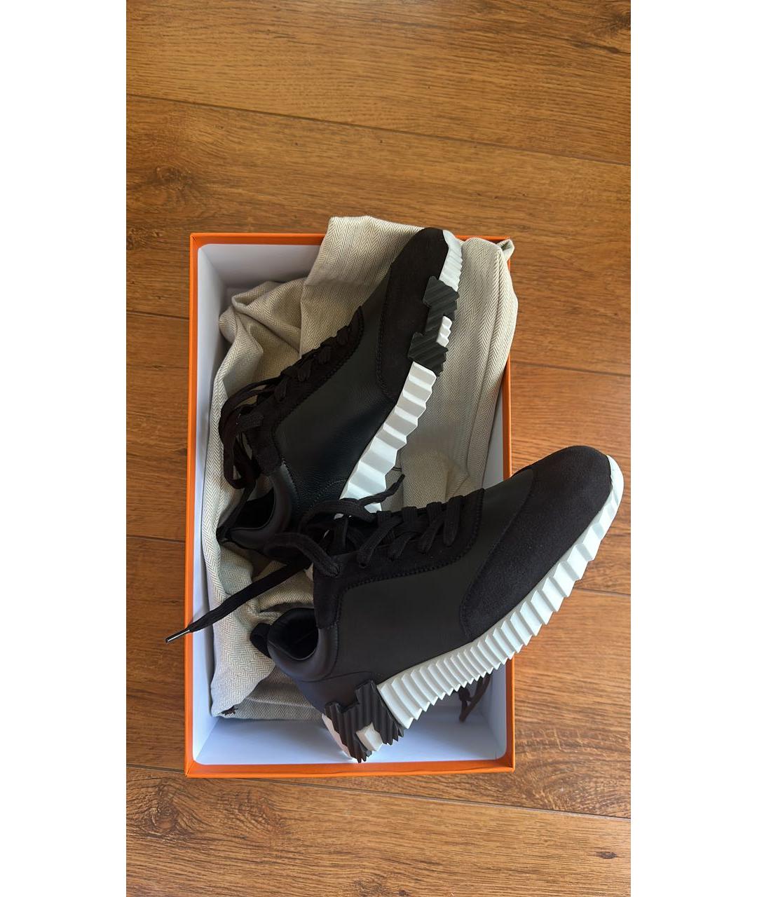 HERMES Черные кожаные кроссовки, фото 6