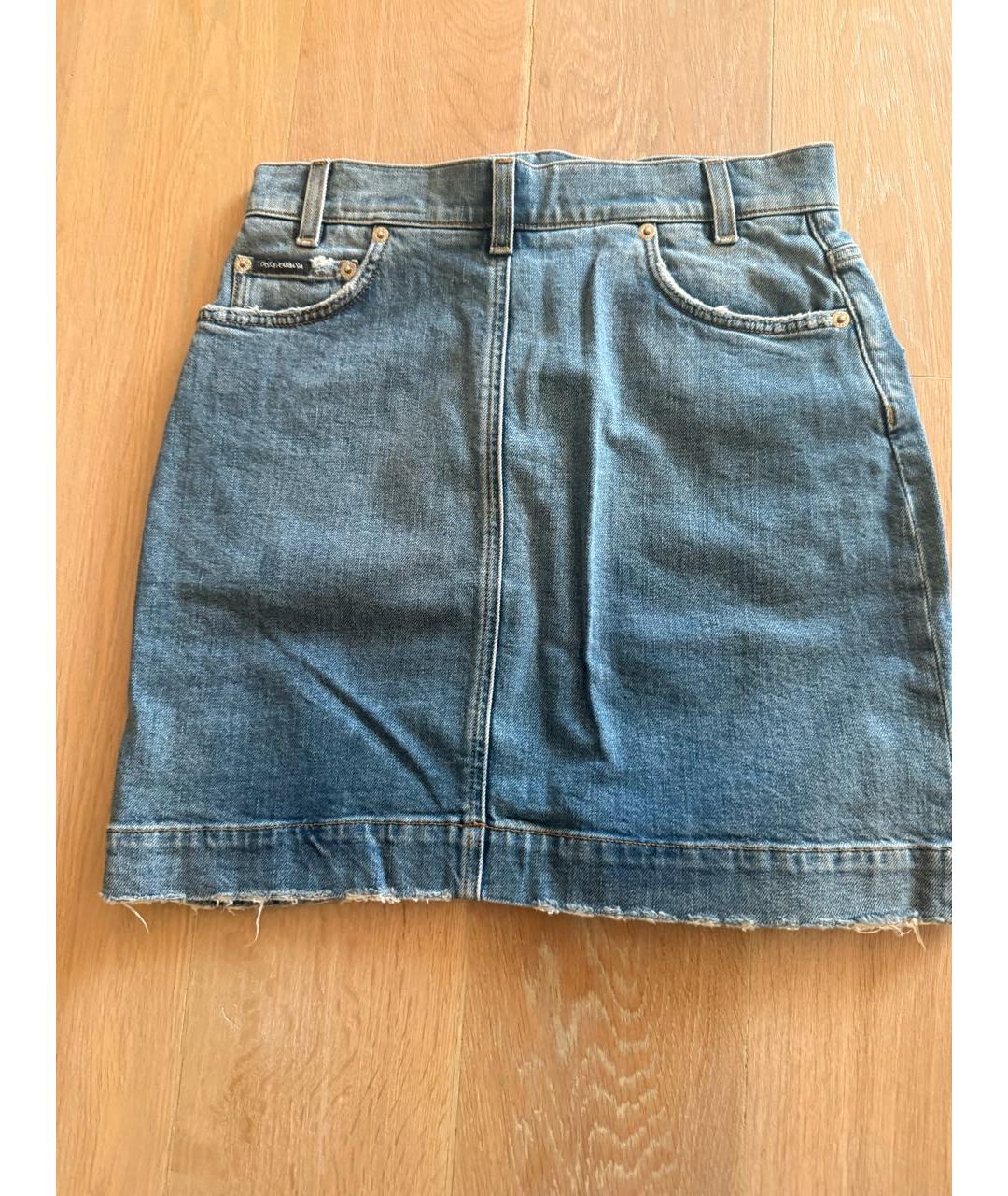 DOLCE&GABBANA Голубая деним юбка мини, фото 2