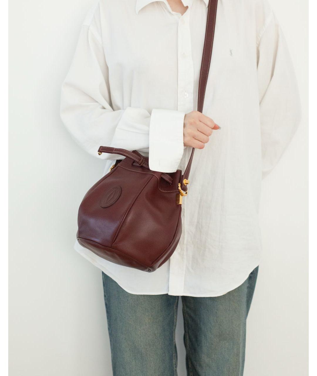 CARTIER Бордовая кожаная сумка через плечо, фото 5