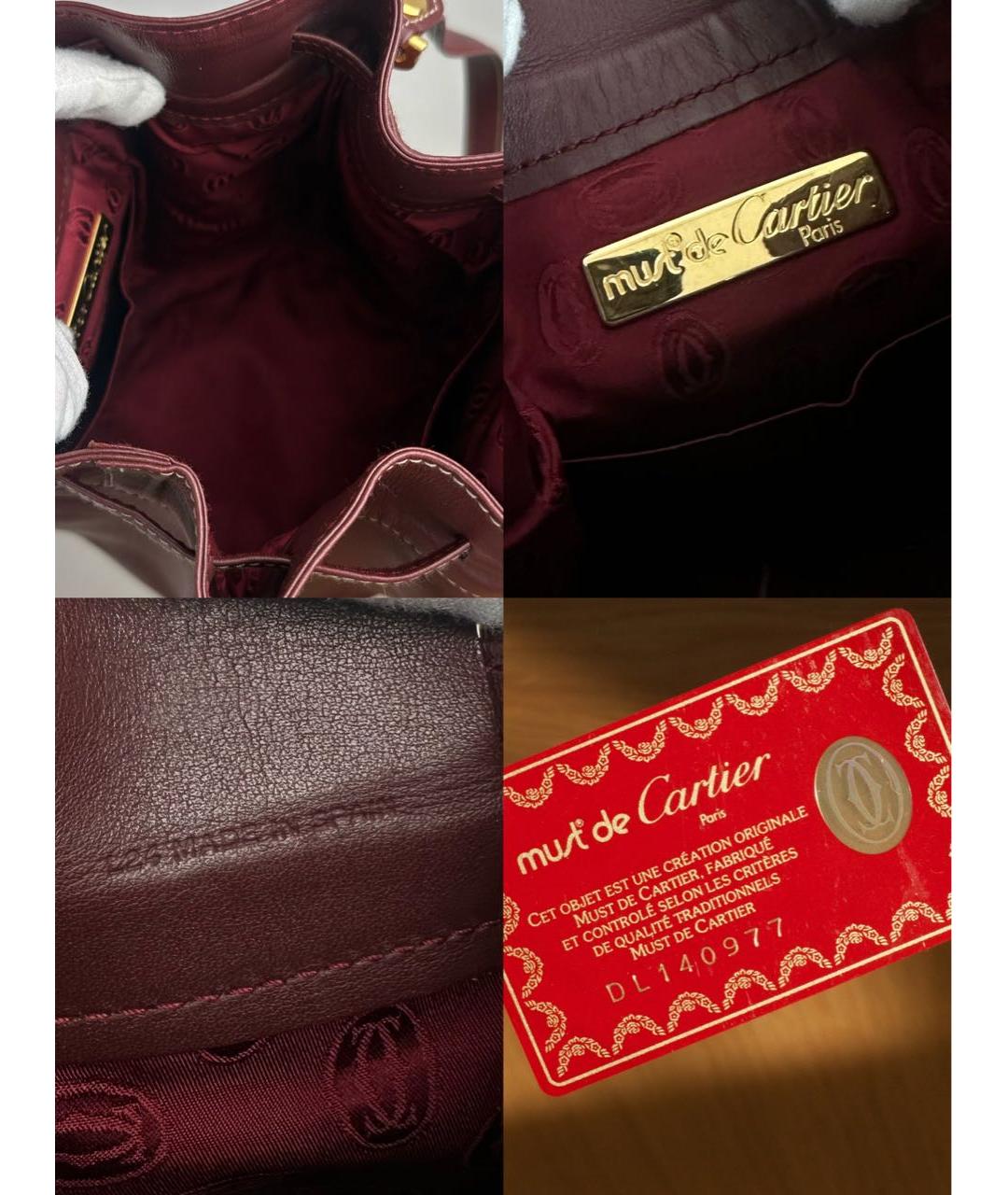 CARTIER Бордовая кожаная сумка через плечо, фото 8