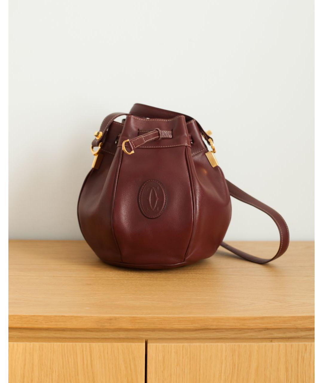 CARTIER Бордовая кожаная сумка через плечо, фото 9