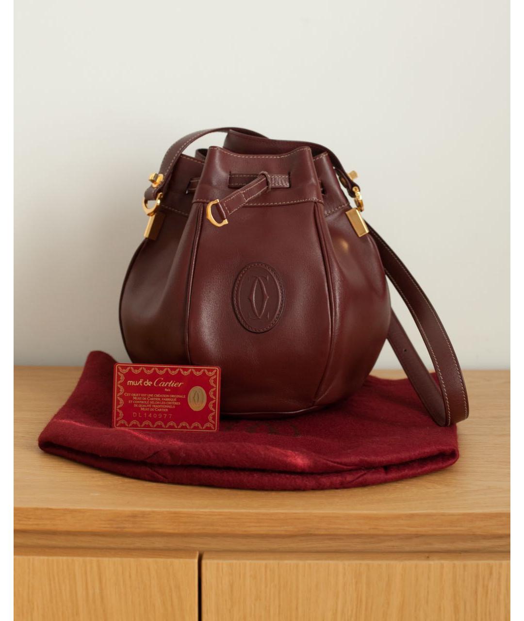 CARTIER Бордовая кожаная сумка через плечо, фото 2