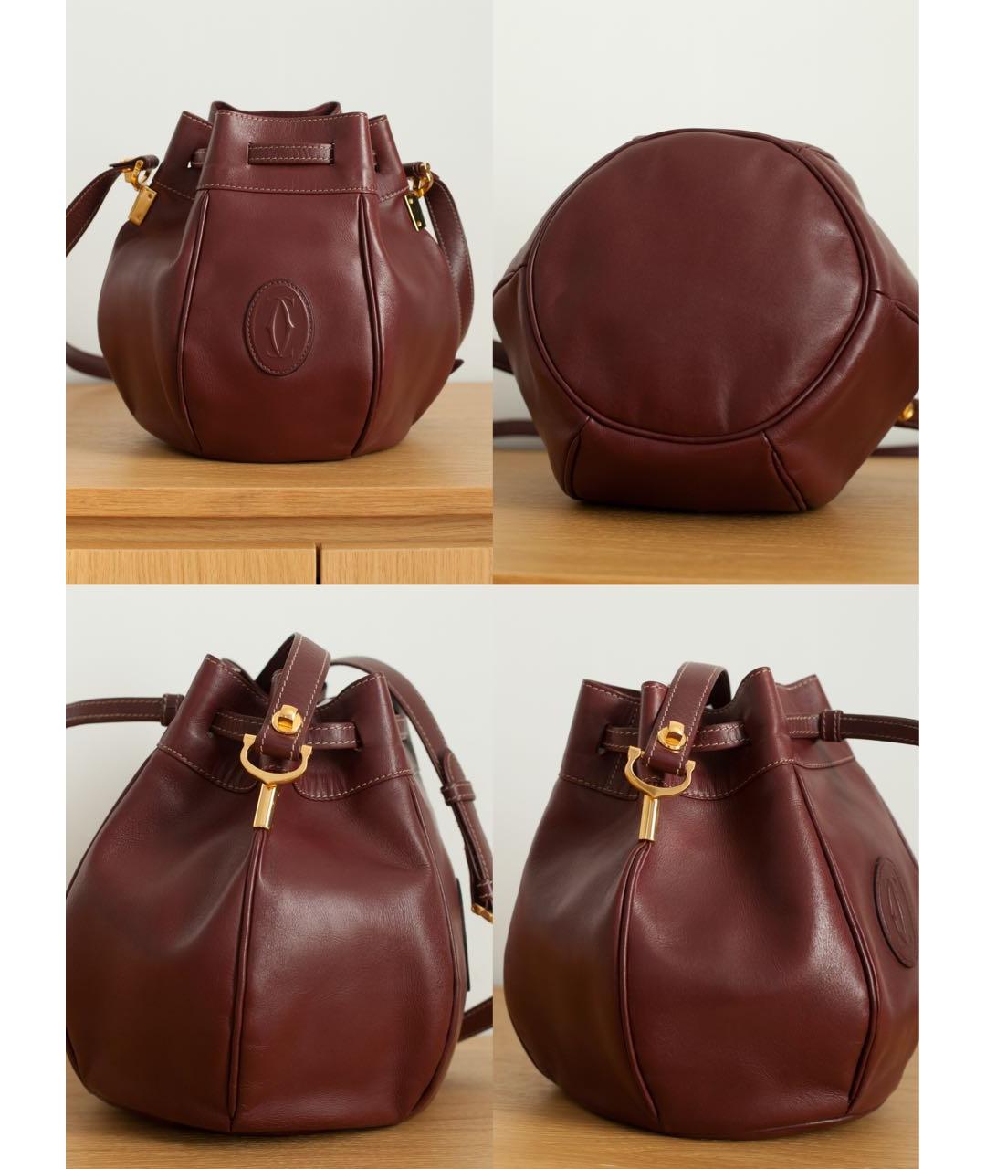 CARTIER Бордовая кожаная сумка через плечо, фото 6