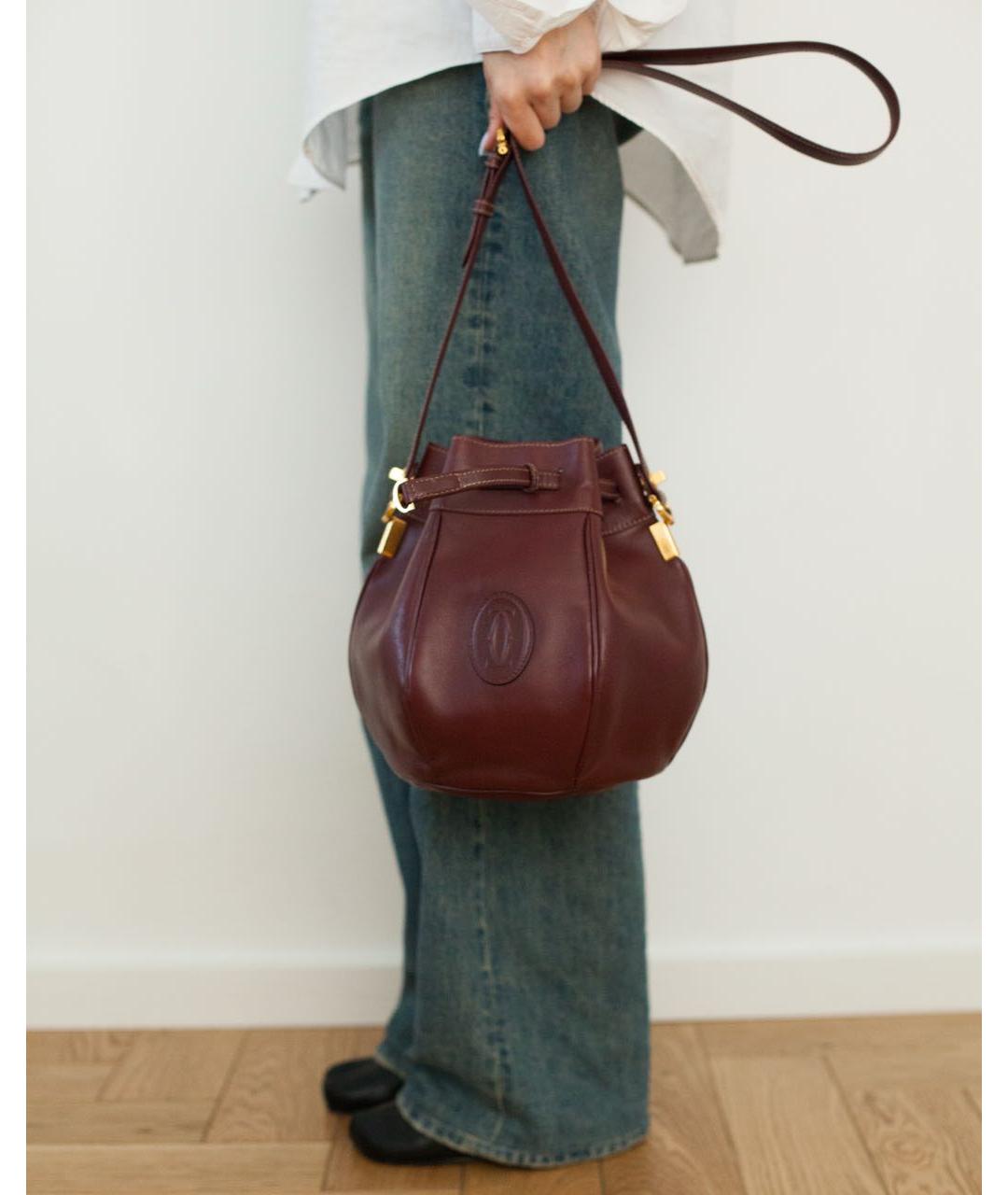 CARTIER Бордовая кожаная сумка через плечо, фото 4