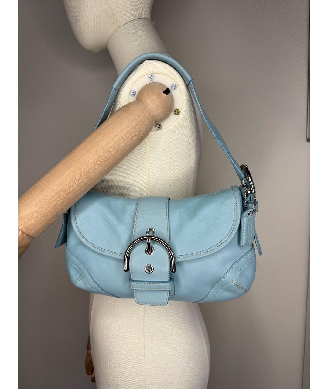 COACH Голубая кожаная сумка через плечо, фото 2