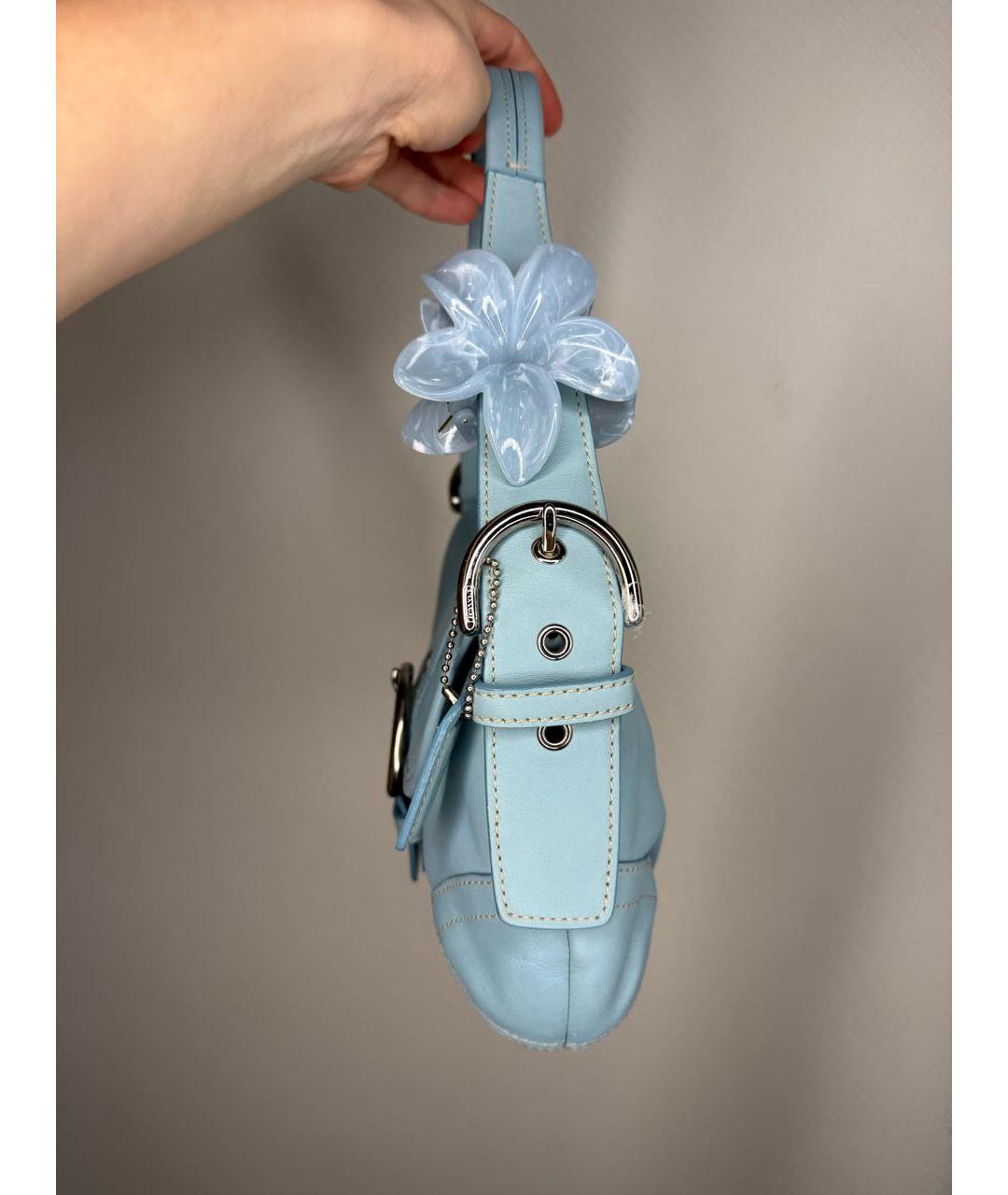 COACH Голубая кожаная сумка через плечо, фото 8