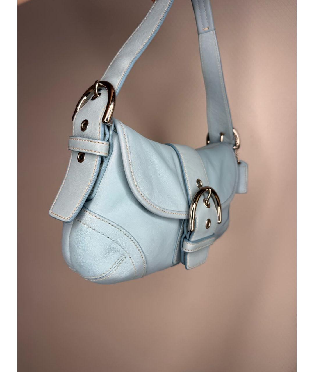 COACH Голубая кожаная сумка через плечо, фото 6