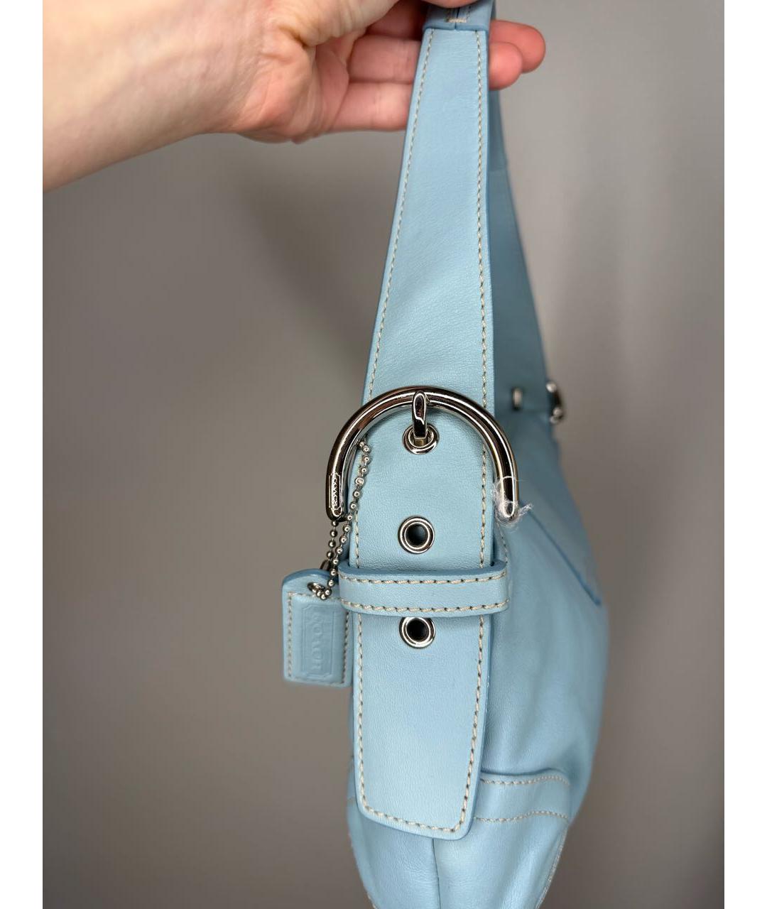 COACH Голубая кожаная сумка через плечо, фото 7