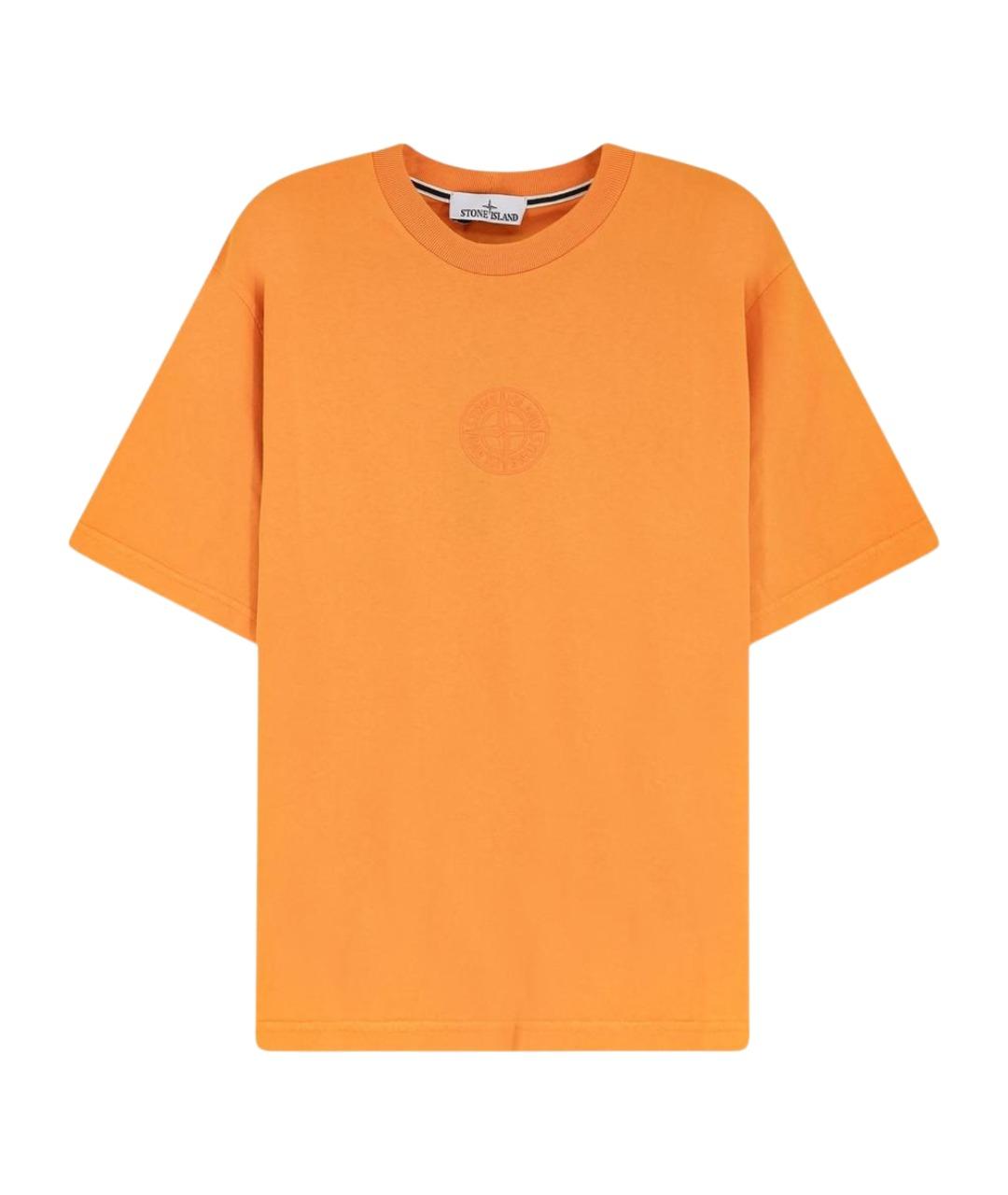 STONE ISLAND Оранжевая хлопковая футболка, фото 1