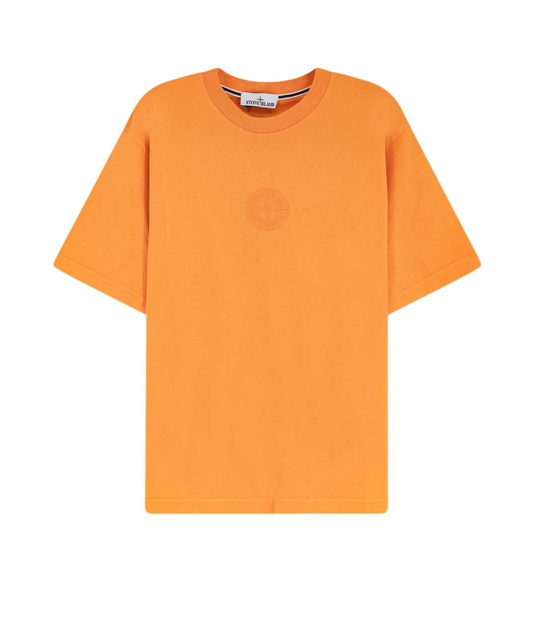 STONE ISLAND Оранжевая хлопковая футболка, фото 4