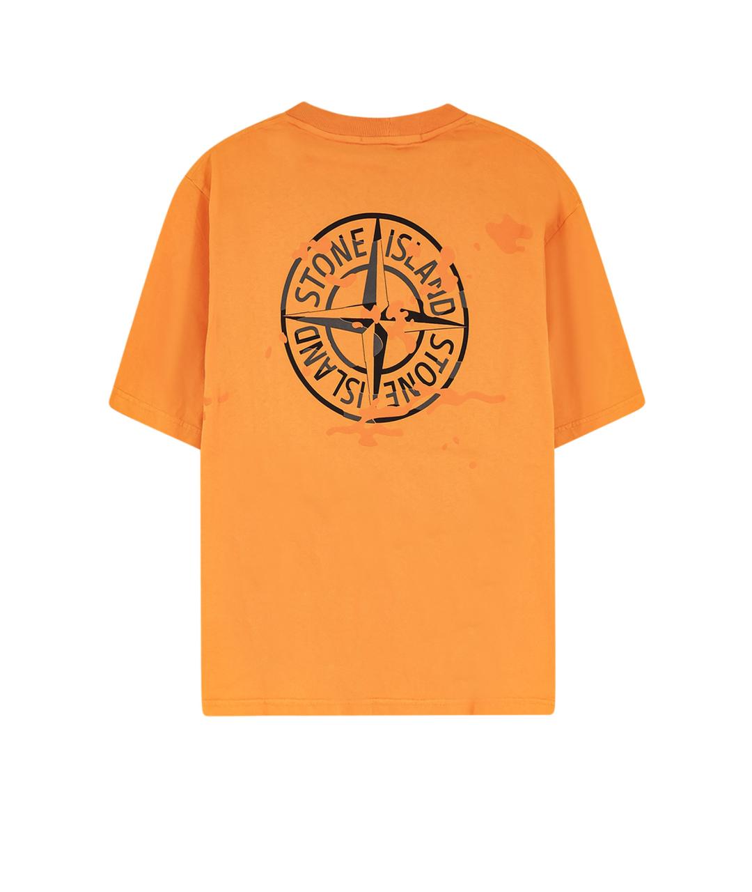 STONE ISLAND Оранжевая хлопковая футболка, фото 2