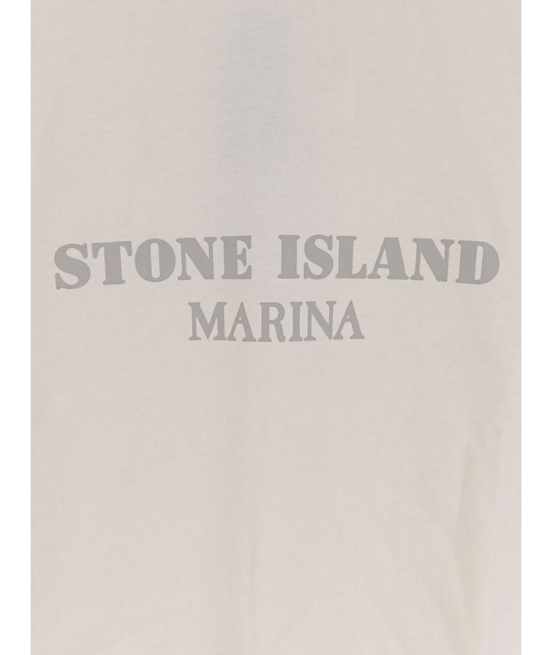 STONE ISLAND Белая хлопковая футболка, фото 3