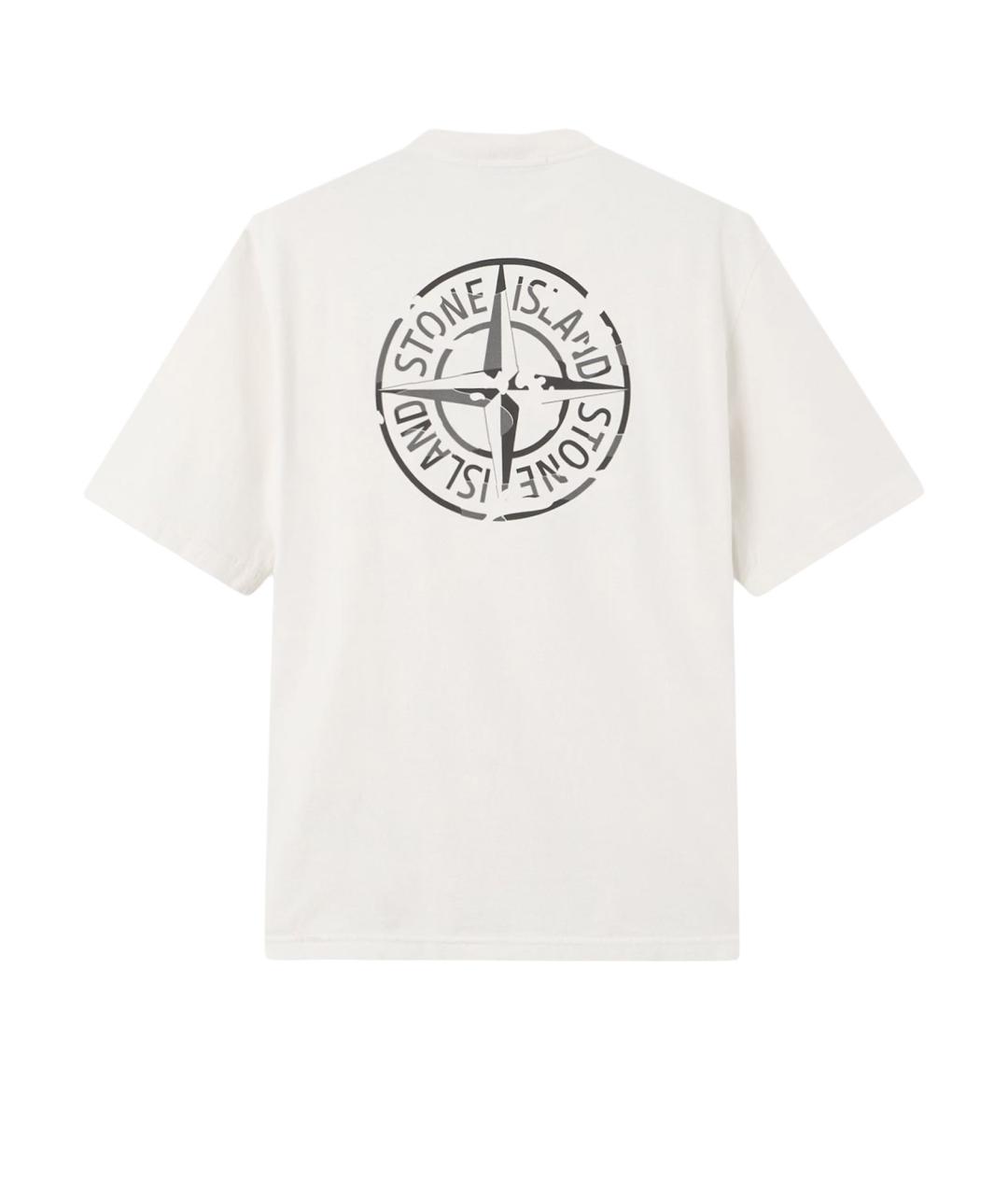 STONE ISLAND Белая хлопковая футболка, фото 2